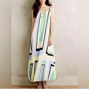 Maeve Anthropologie‎ Abstract Geometric Midi Slip Dress Small Resort Vacation